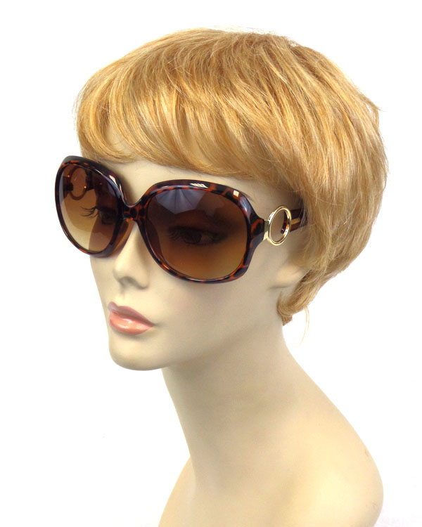 Large metallic circle sunglasses-uv protection 