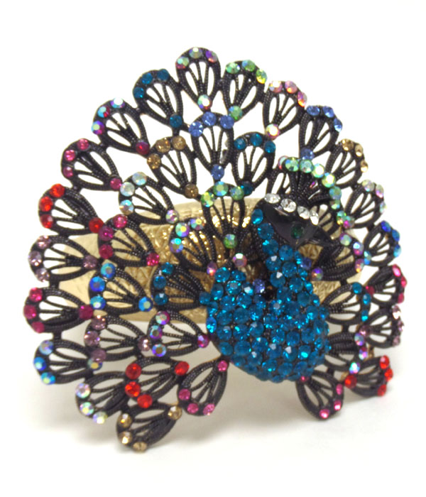 Multi color peacock crystals bangle