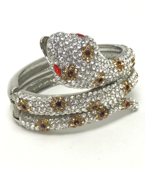 Snake crystal flower bangle