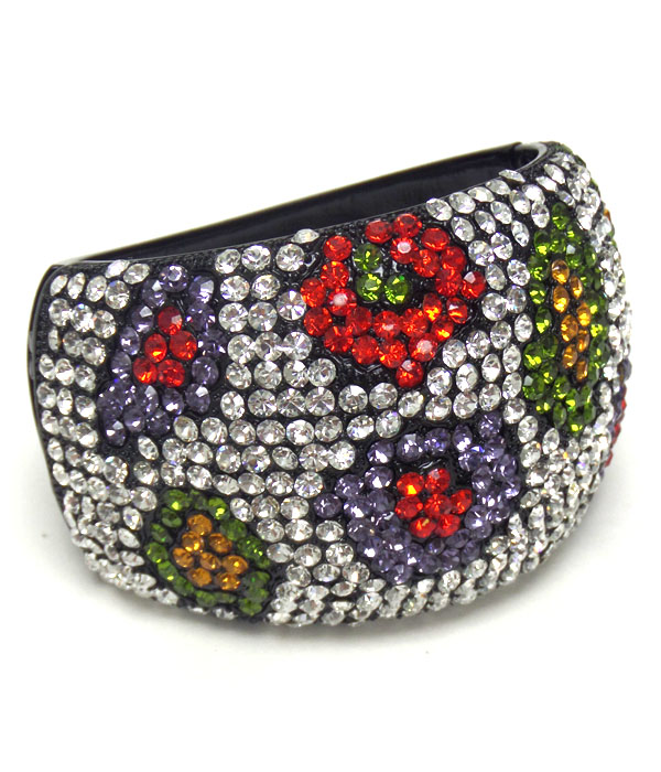 Crystals flower thick bangle