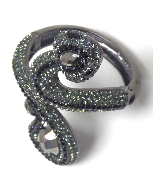 Double snake pave crystal bangle