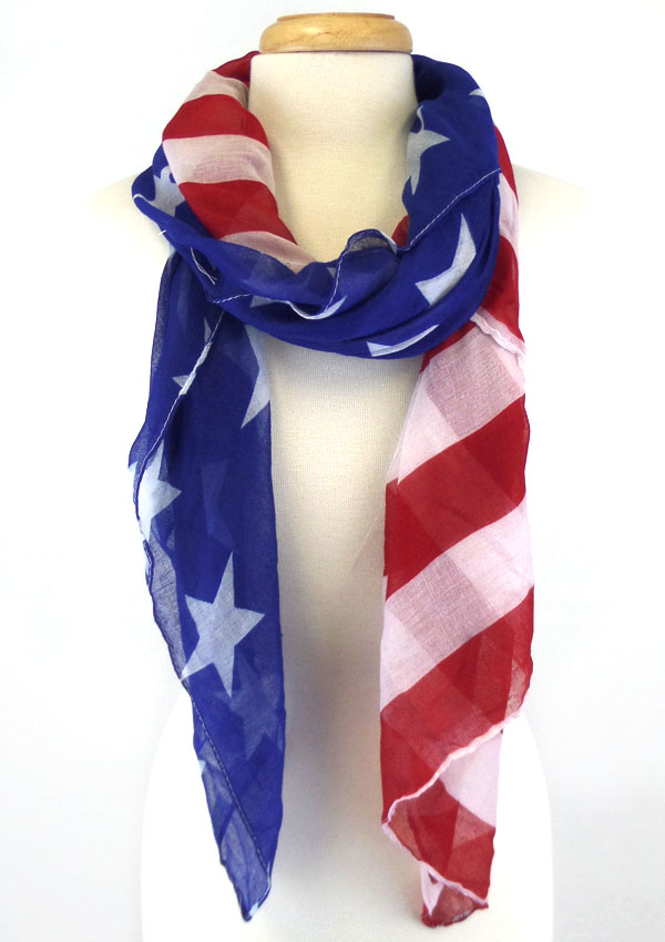 Wide patriotic american flag scarf