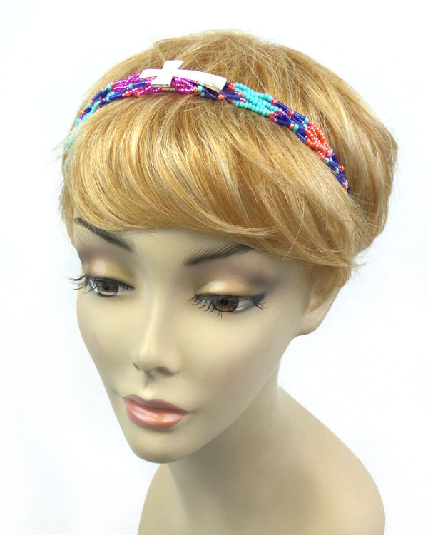 CROSS BEADED HEAD BAND