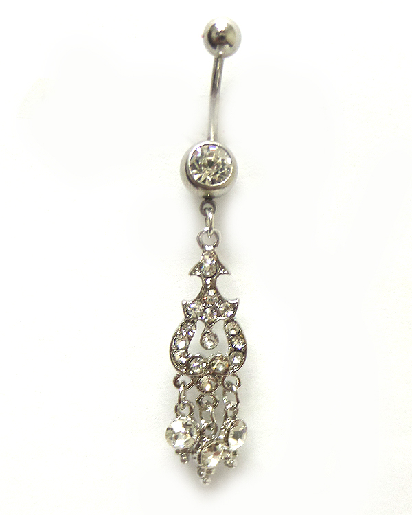 Surgical steel steel dream catcher with drop belly ring  navel ring