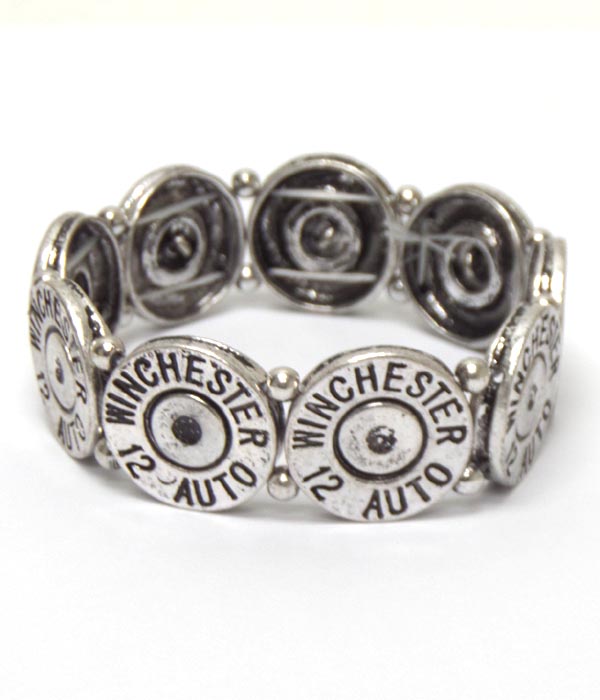 Multi metal bullet disks linked bracelet