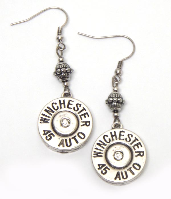 Metal bullet fish hook earrings