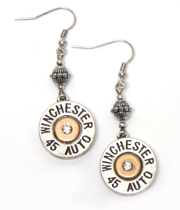 Metal bullet fish hook earrings