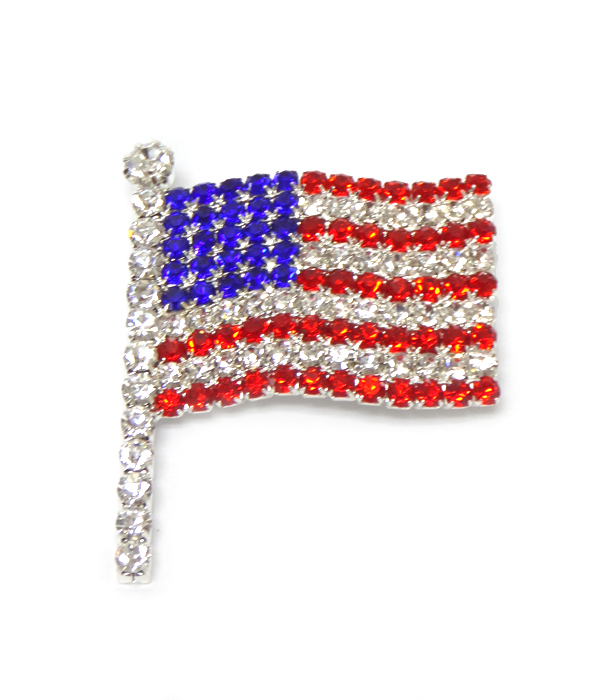 American flag with crystals pin