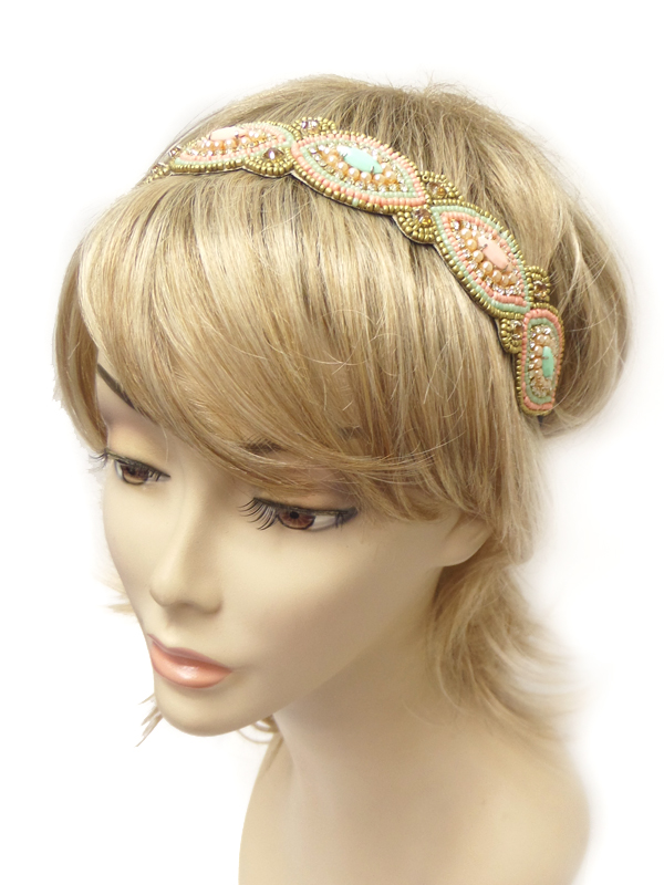 Multi seedbeads design handmade headbands 