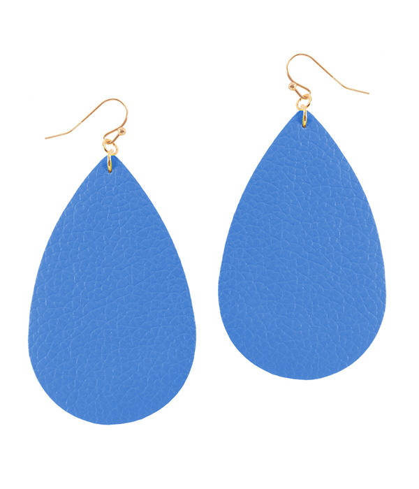 FAUX LEATHER TEARDROP NEON EARRING