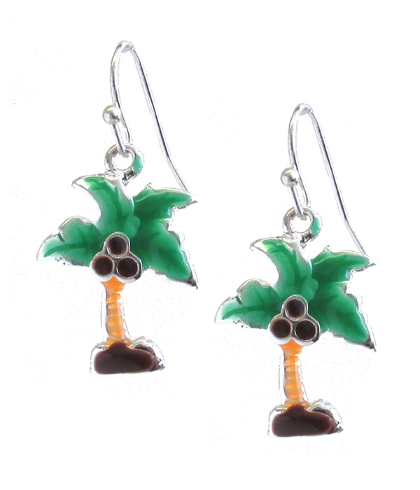 Tropical theme epoxy palm tree earring