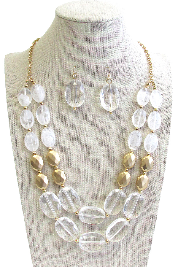 FACET STONE DOUBLE LAYSER NECKLACE SET