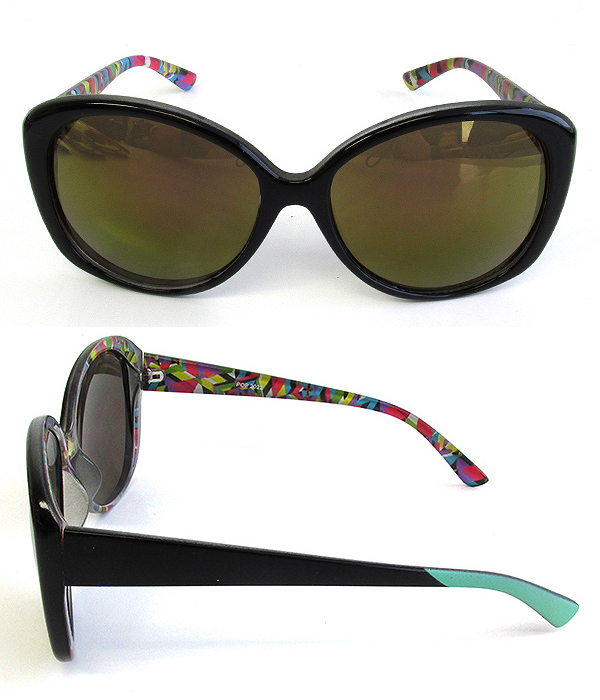 OVERSIZED AVIATOR PRINTED INNER FRAME UV PROTECTION SUNGLASSES