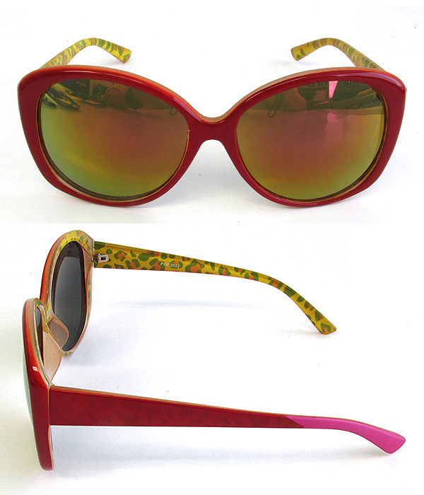 OVERSIZED AVIATOR PRINTED INNER FRAME UV PROTECTION SUNGLASSES