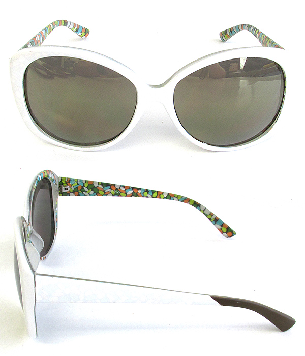 OVERSIZED AVIATOR PRINTED INNER FRAME UV PROTECTION SUNGLASSES