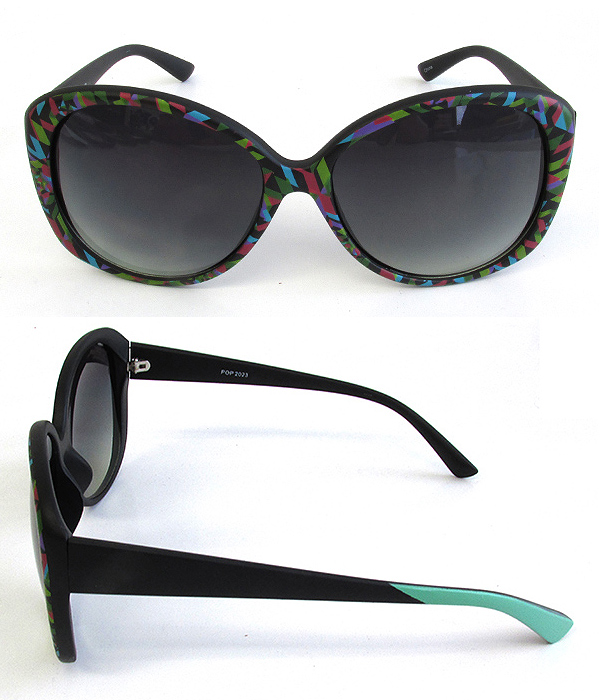 CLASSIC DIVA PRINTED FRAME CAT EYE UV PROTECTION SUNGLASSES