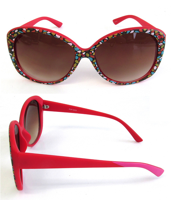 CLASSIC DIVA PRINTED FRAME CAT EYE UV PROTECTION SUNGLASSES