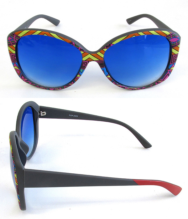 CLASSIC DIVA PRINTED FRAME CAT EYE UV PROTECTION SUNGLASSES