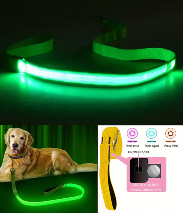 Led glow in the dark dog leash