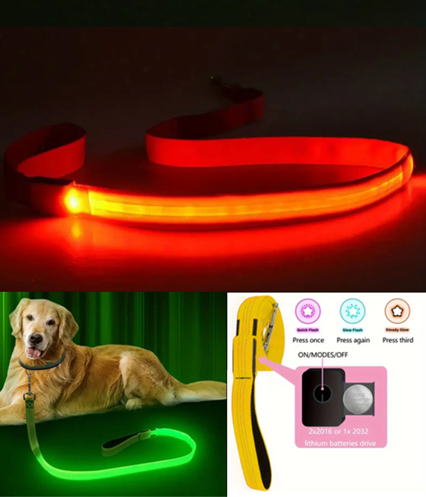 Led glow in the dark dog leash