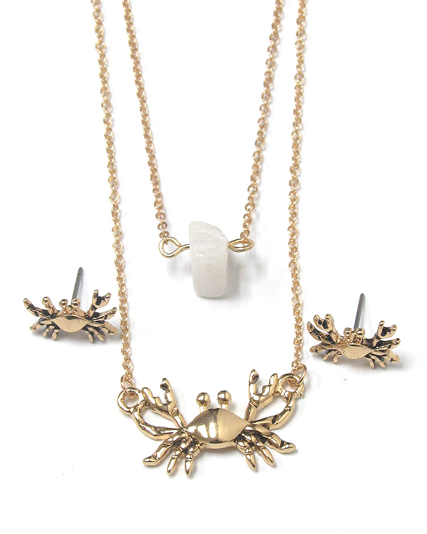 Double layer crab charm necklace set