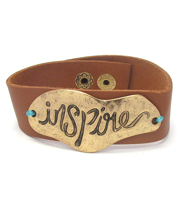 Religious inspiration leather band bracelet - inspire