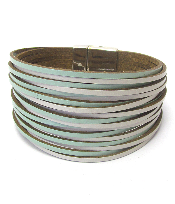 Multi layer leather magnetic bracelet