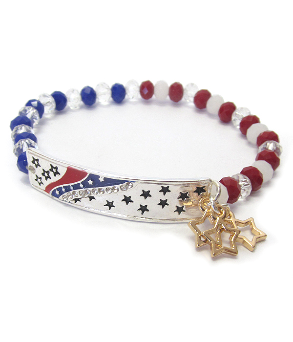 Glass Beads Bulk for Bracelet Making USA Patriotic America 