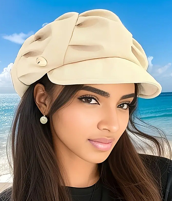Classic pleated beret hat