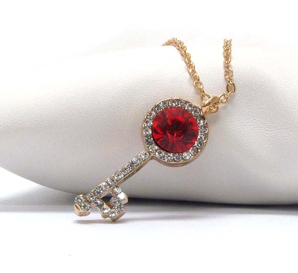 Crystal deco key pendant necklace