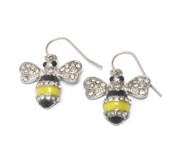 Crystal and epoxy deco bee earring