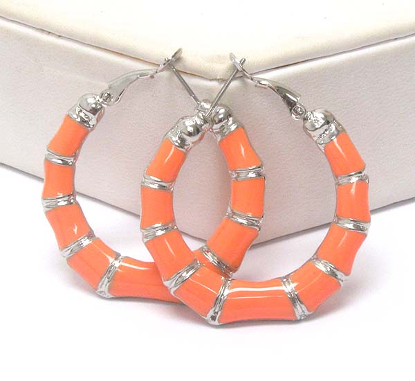 Epoxy deco bamboo shape hoop earring - hoops