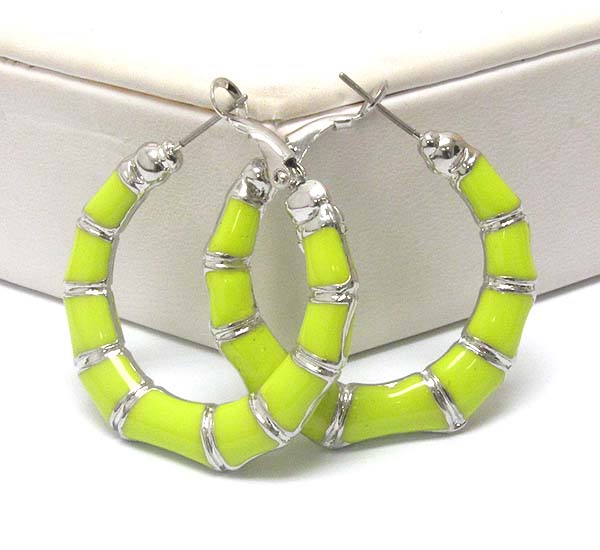 Epoxy deco bamboo shape hoop earring - hoops