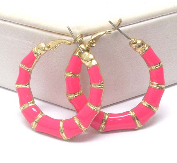 Epoxy deco bamboo shape hoop earring - hoops