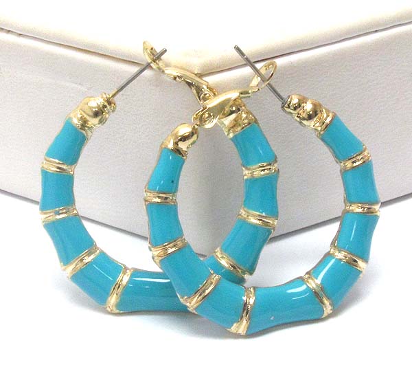 Epoxy deco bamboo shape hoop earring - hoops