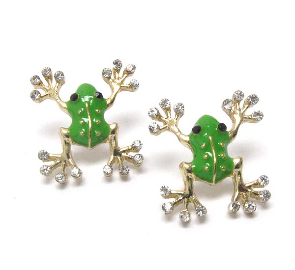 Crystal eyed and epoxy body frog earring