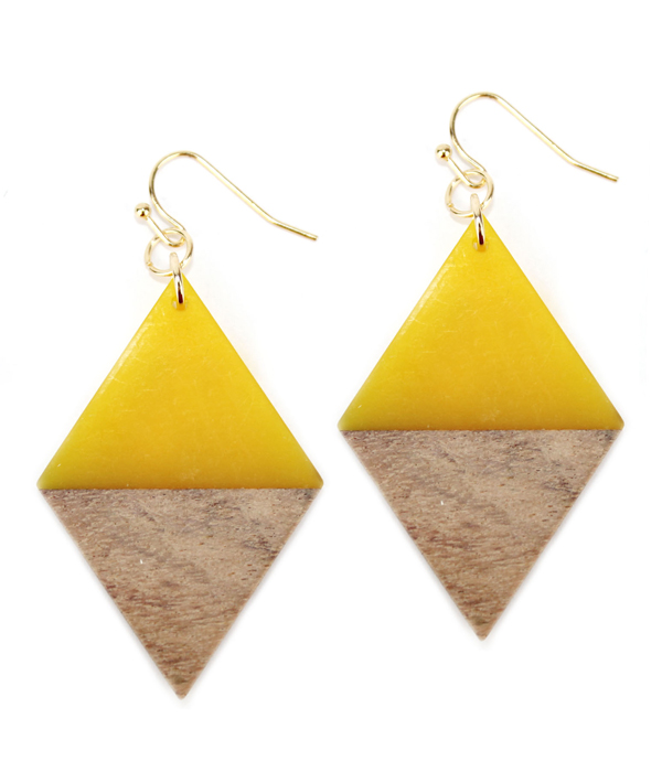 RESIN AND WOOD EARRING - DIAMOND