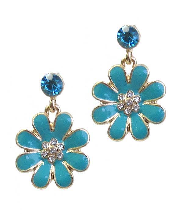 CRYSTAL CENTER EPOXY FLOWER EARRING