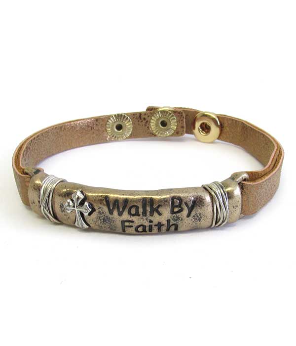 RELIGIOUS INSPIRATION BUTTON BRACELET - WALK BY FAITH