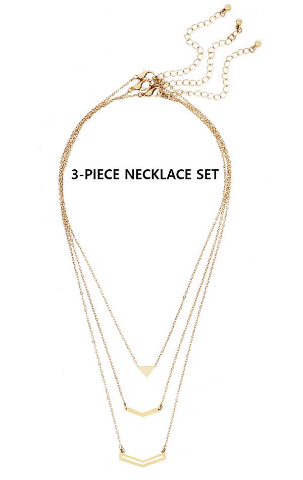 CHEVRON PENDANT 3 PIECE NECKLACE SET