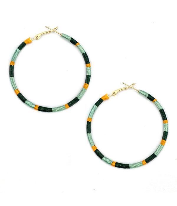 MULTI COLOR THREAD WRAP HOOP EARRING