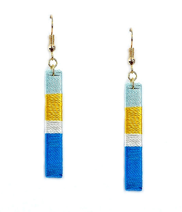 MULTI COLOR THREAD WRAP BAR EARRING