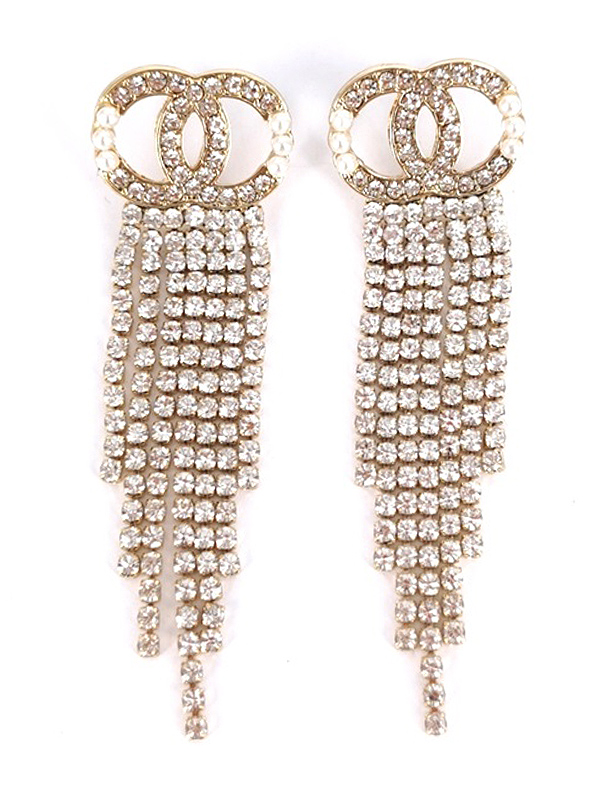 DESIGNER STYLE RHINESTONE DROP EARRING