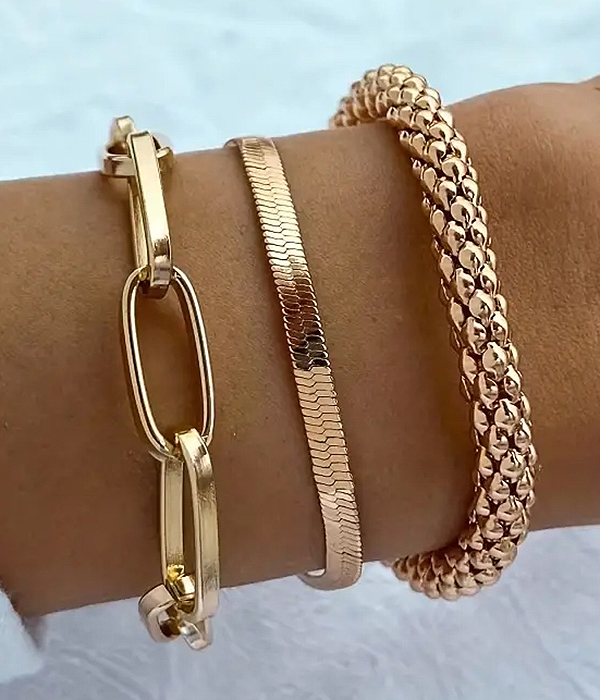 Mixed Chain Layered Bracelet Pack