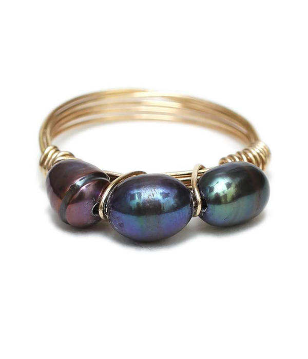 Genuine fresh water pearl wire ring