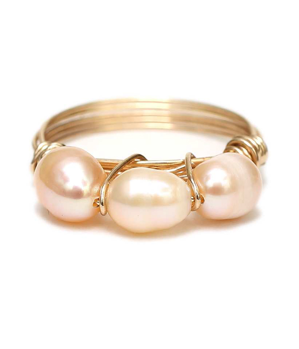 Genuine fresh water pearl wire ring