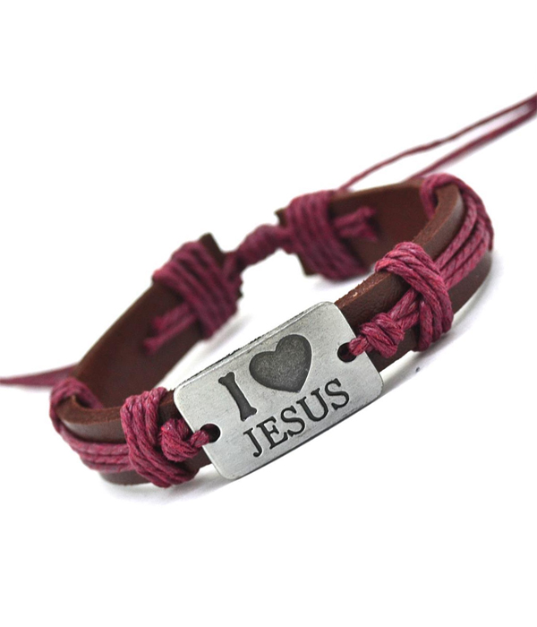 Tribal style handmade pull tie leather bracelet