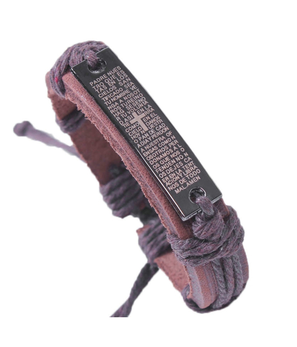 Tribal style handmade pull tie leather bracelet
