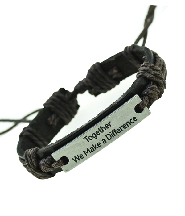 Tribal style handmade pull tie leather bracelet