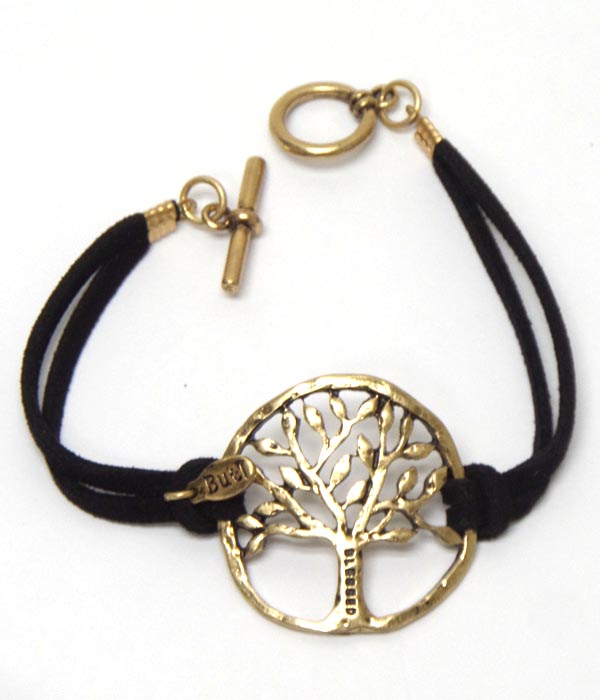 Double layer suede life tree bracelet 